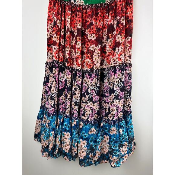 Anthropologie Bhanuni by Jyoti Anarosa Tiered Maxi Skirt Floral Boho Anthro Sz 4 - Picture 6 of 15